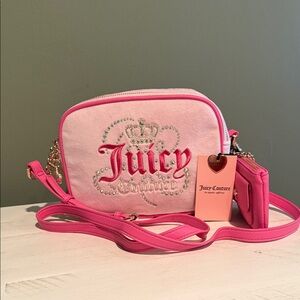 Juicy Couture Hot Pink Rhinestone Embellished Crossbody Bag